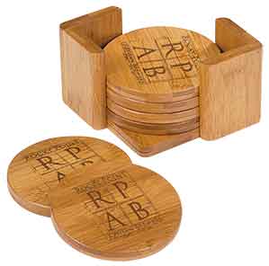 Bamboo 6-Coaster Set & Holder