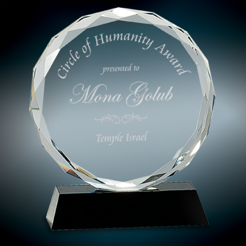 Round Crystal and Black Pedestal Base