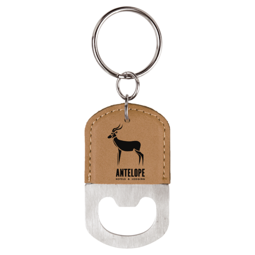 Leatherette Bottle Opener Keychains - Oval