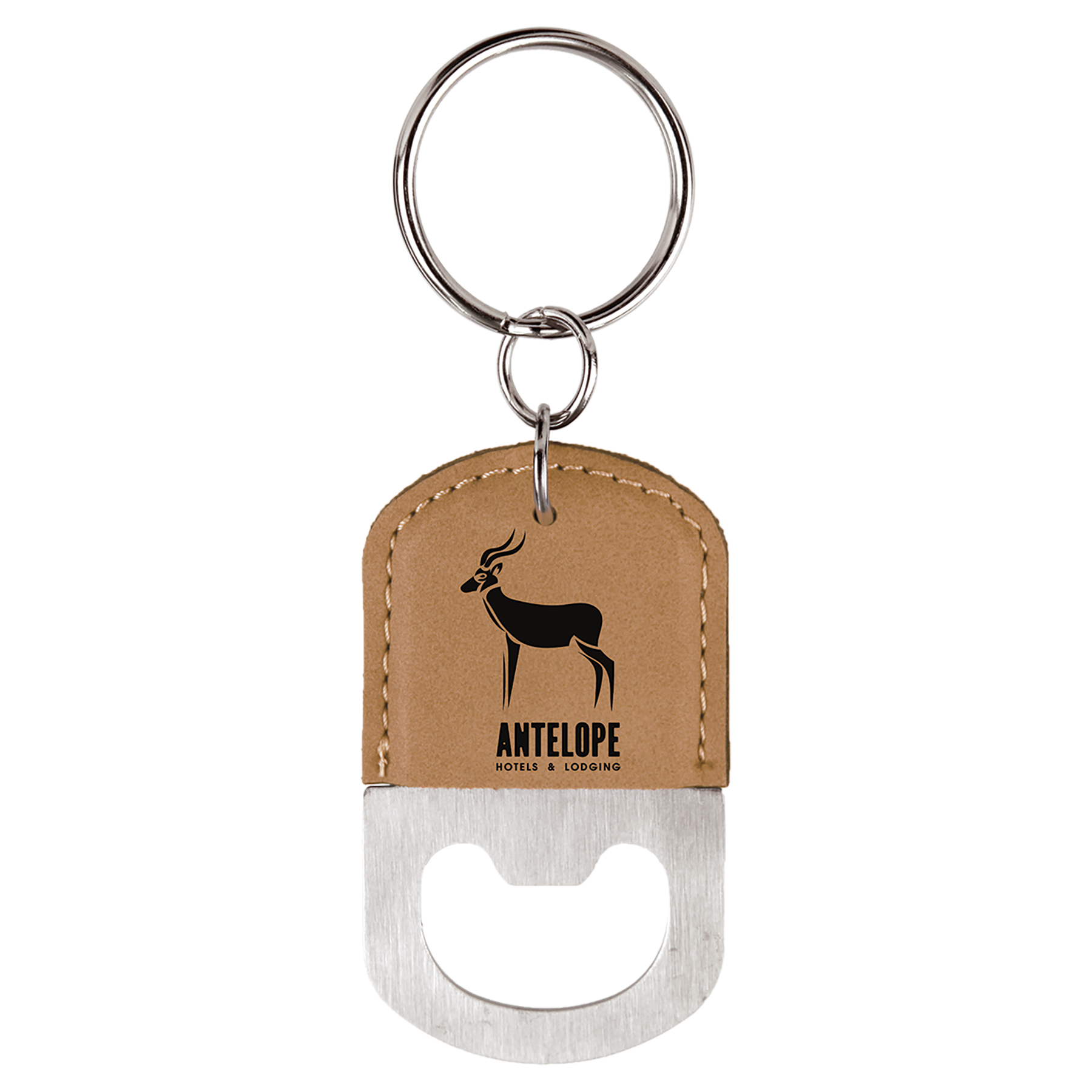 Leatherette Bottle Opener Keychains - Oval